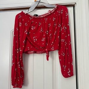 Cropped Off the Shoulder Long Sleeve (Knotted)